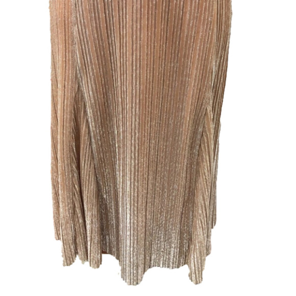 anthropologie Maeve Ambra Rose Gold Metallic Pleated Skirt M - Picture 2 of 15